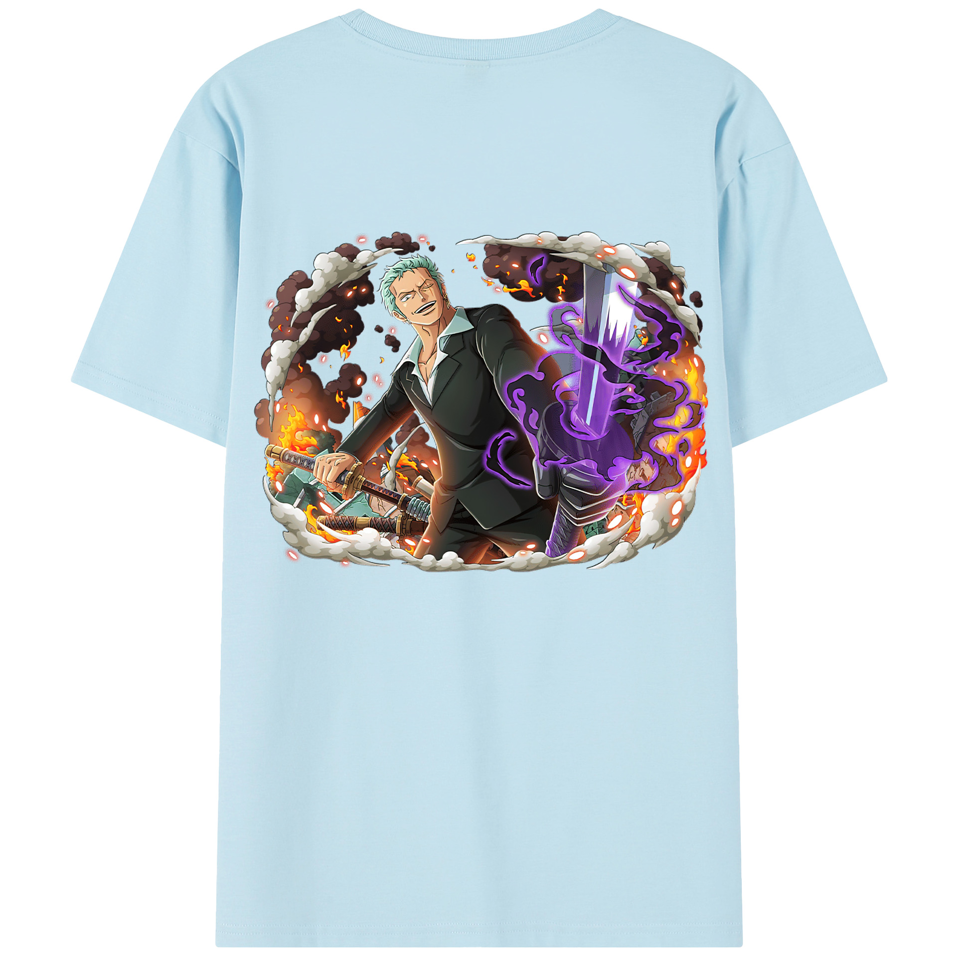 ワンピース ロロノア・ゾロ ONE PIECE Roronoa Zoro 綿100％半袖Tシャツ（背面プリント）
